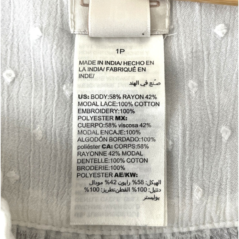 Chico's Women's Lace Trim Blouse 1P/US 8P Ivory Swiss Dot‎ Embroidered Boho-Chic - Picture 12 of 13